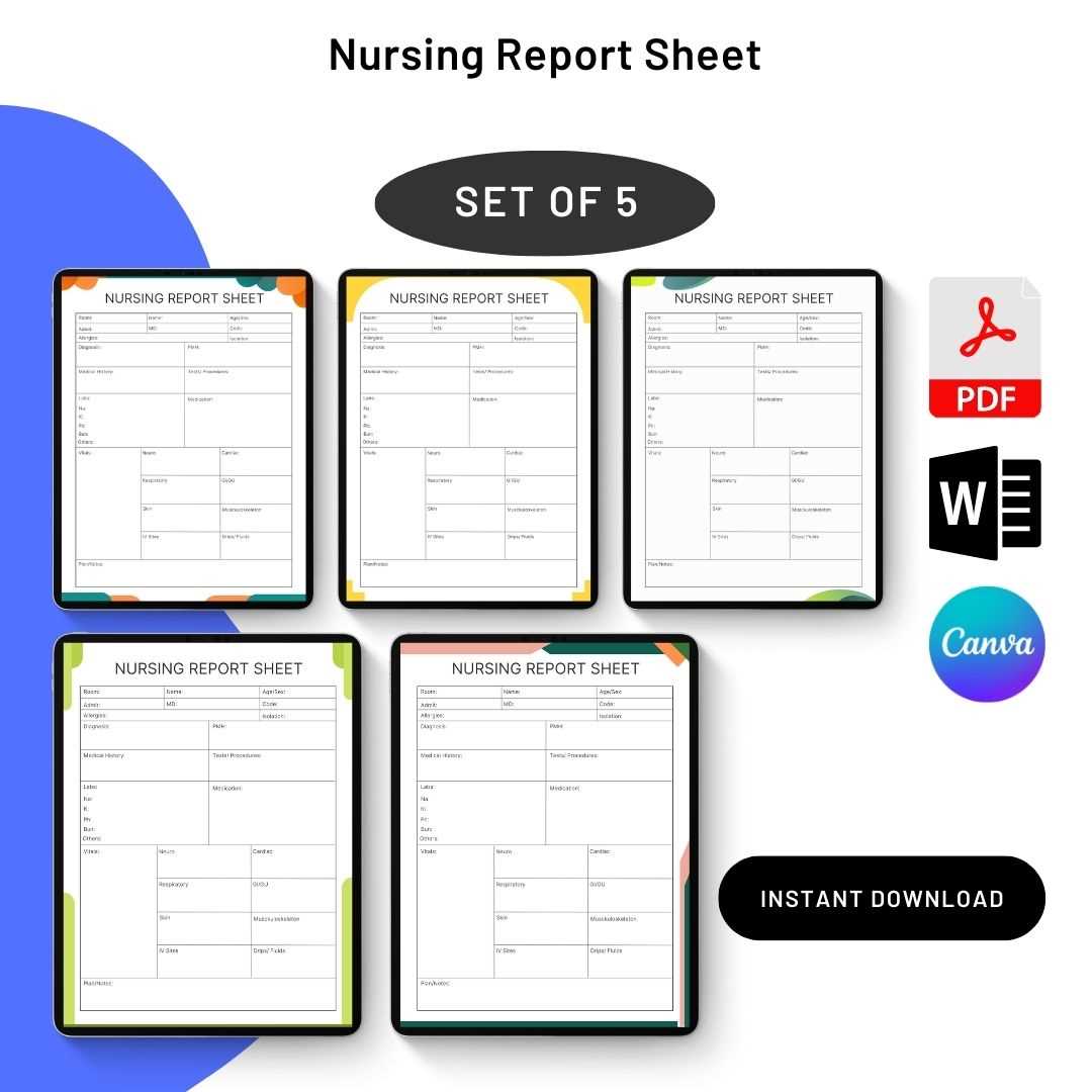 printable nurse report sheet template
