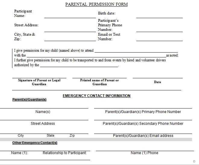 printable permission slips