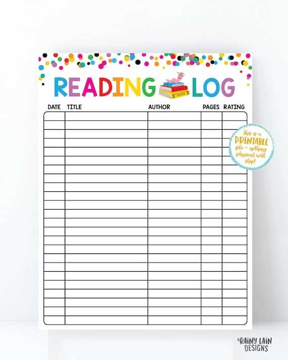 printable reading log for kids