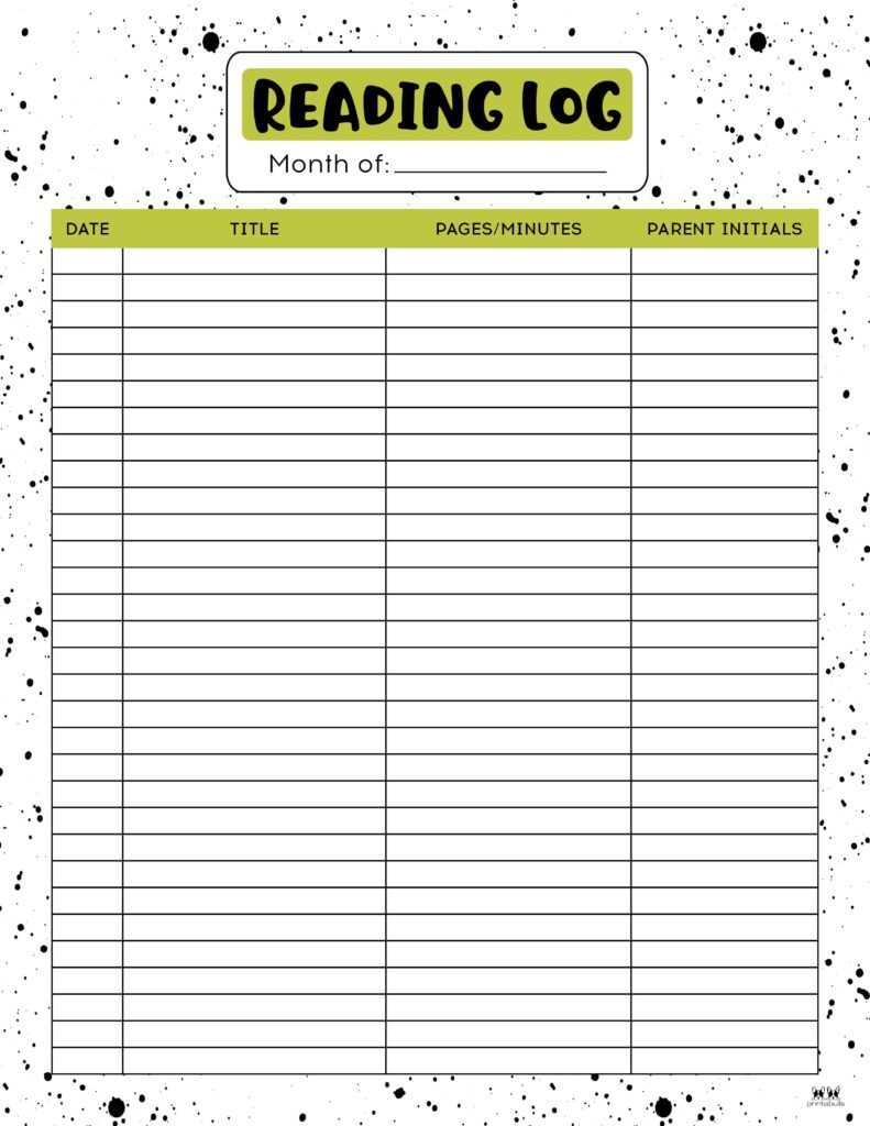 printable reading logs