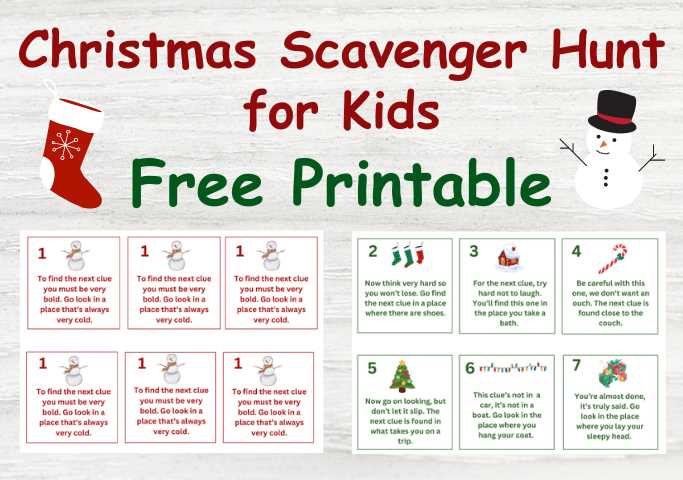 printable scavenger hunt clues christmas