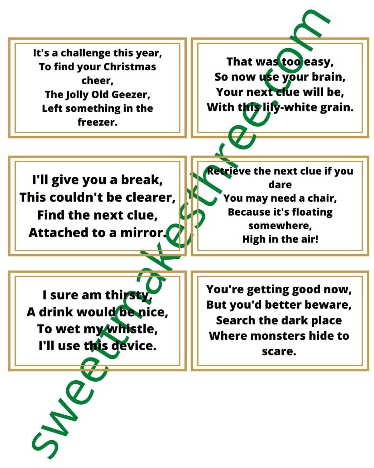 printable scavenger hunt clues christmas