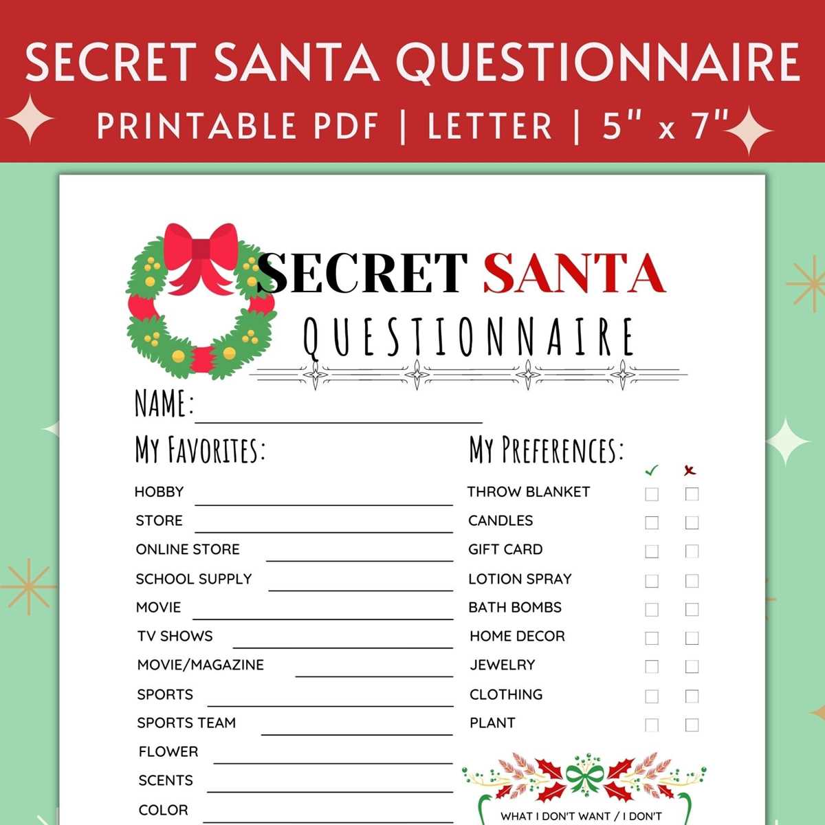 printable secret santa list