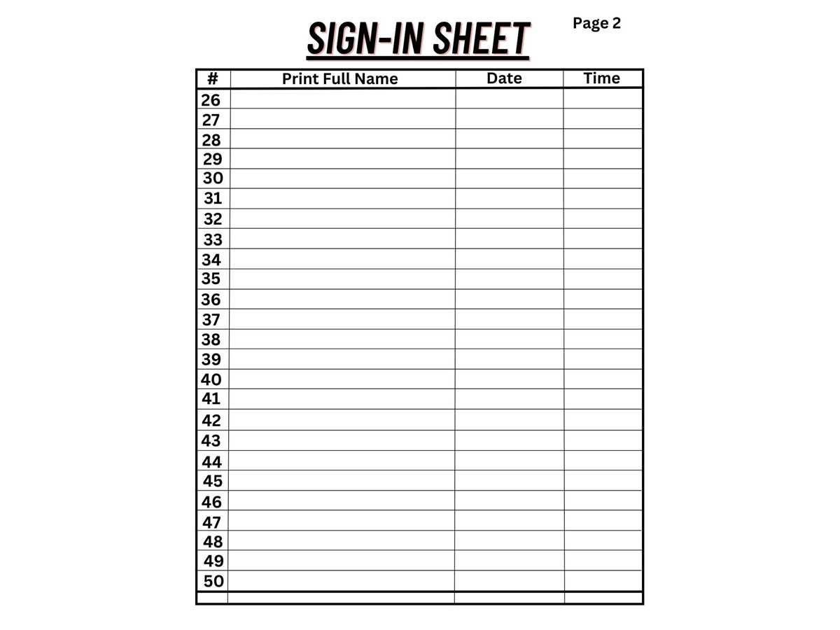 printable sign in sheets free