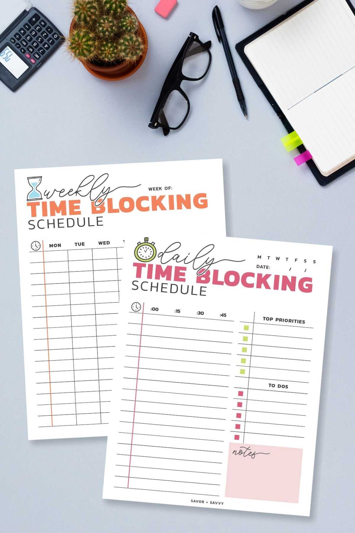printable time blocking template