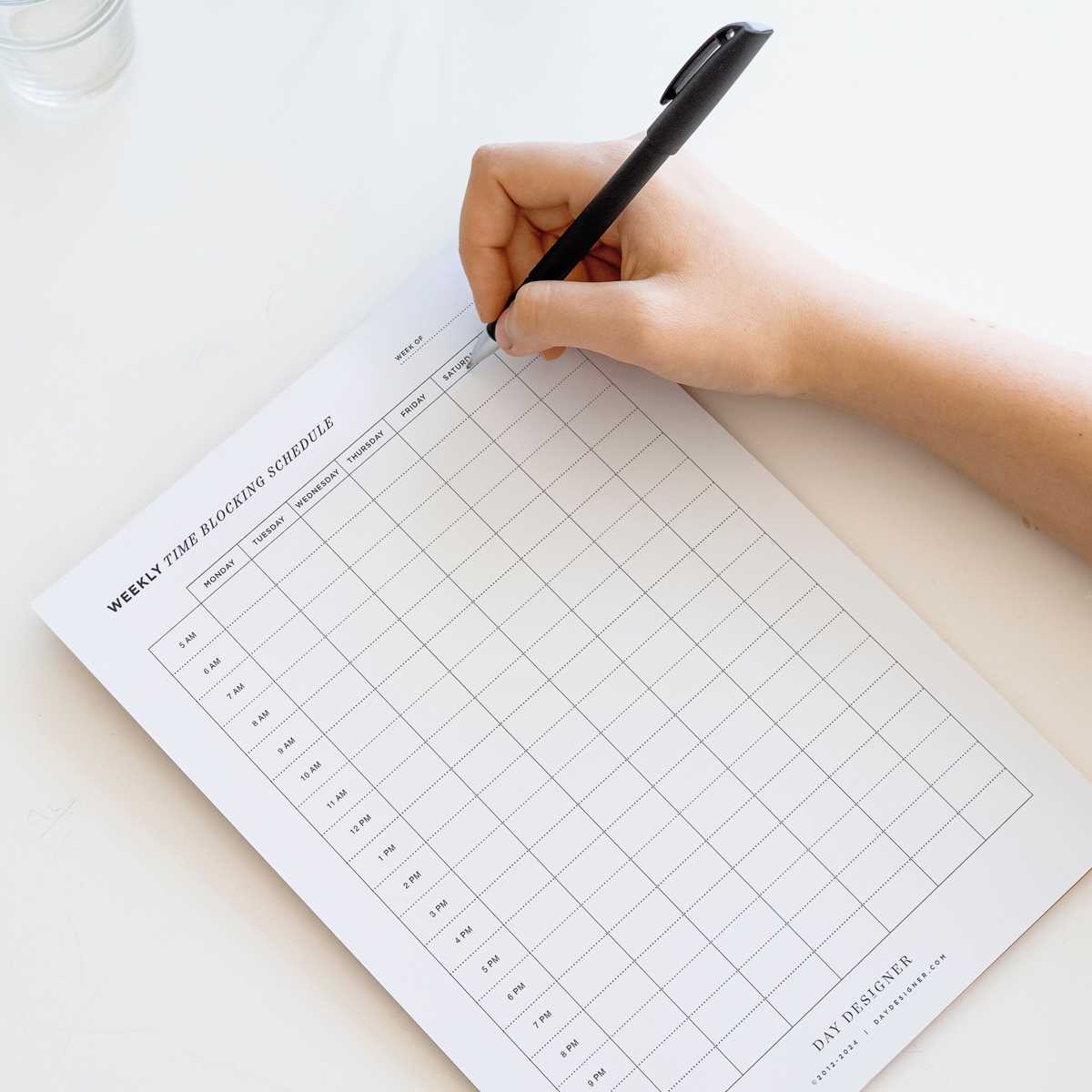printable time blocking template