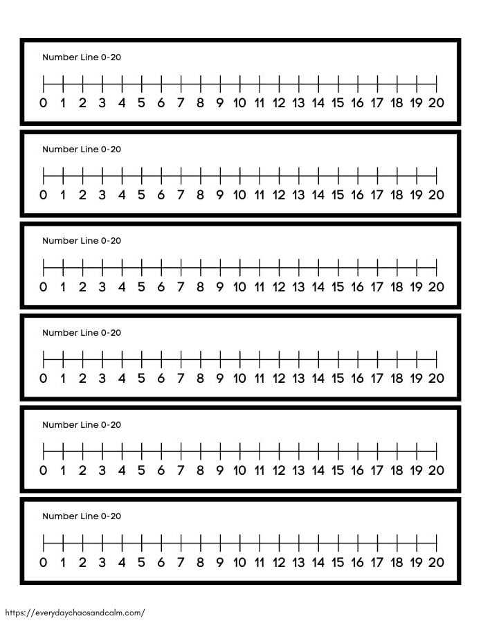 printable vertical number line