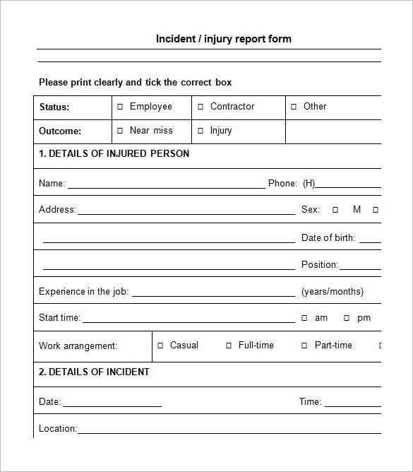 printable workplace accident report form