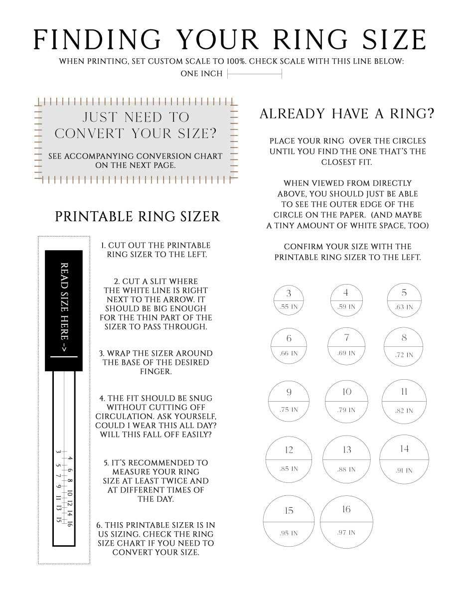 ring size printable chart