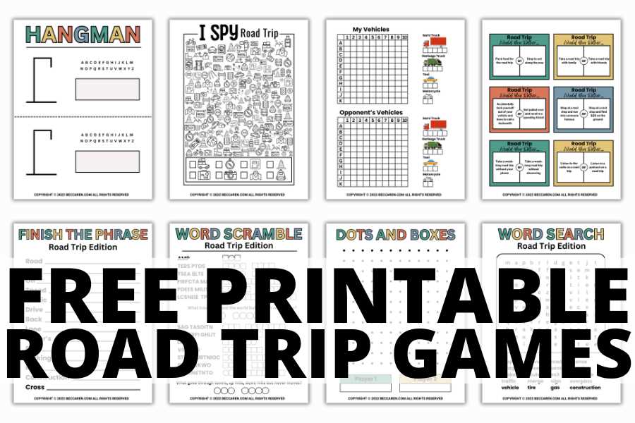 road trip games free printable