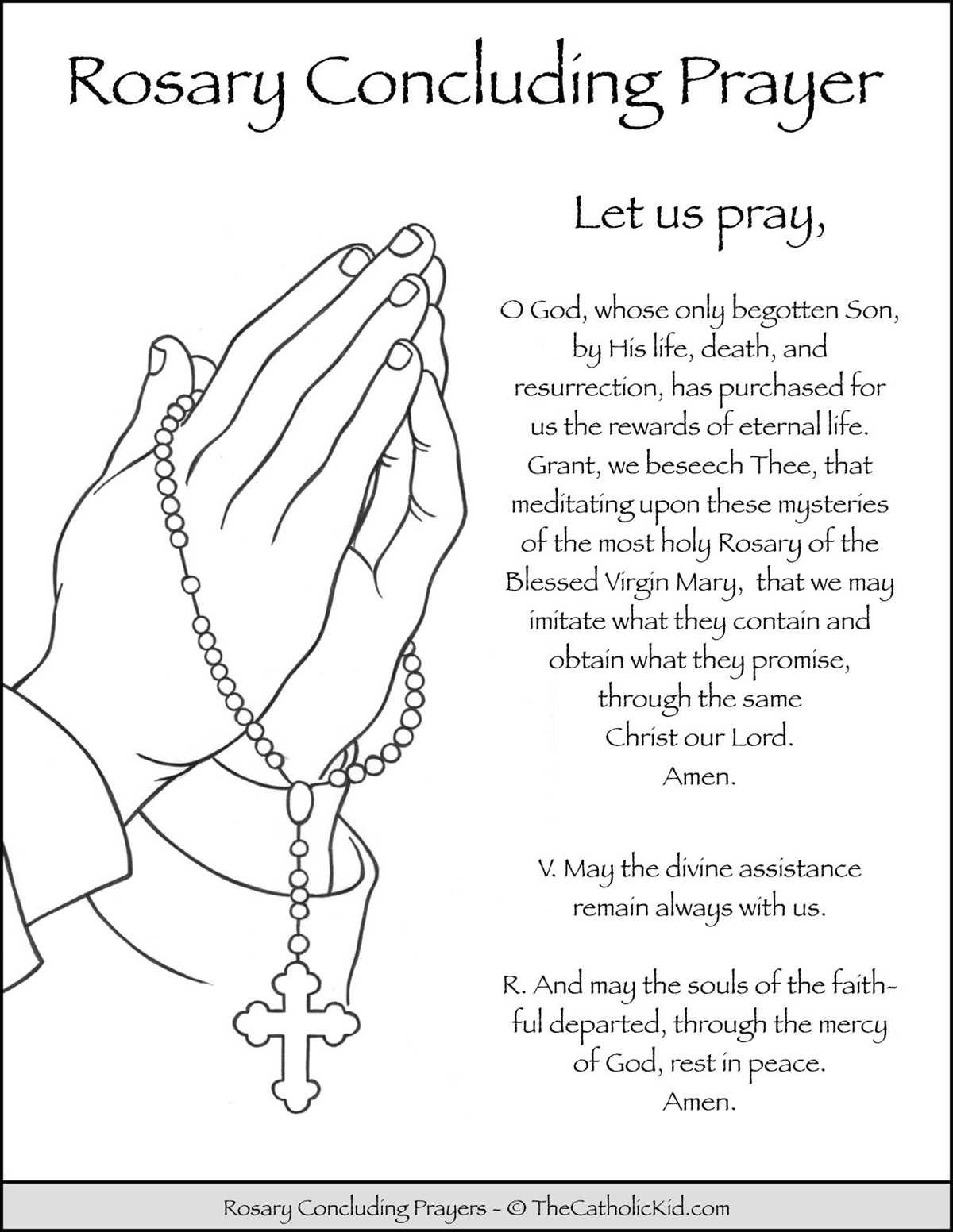rosary prayer printable mysteries of the rosary