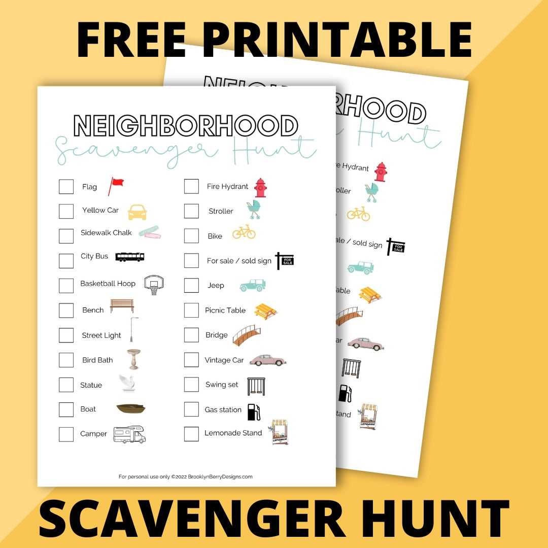 scavenger hunt printable