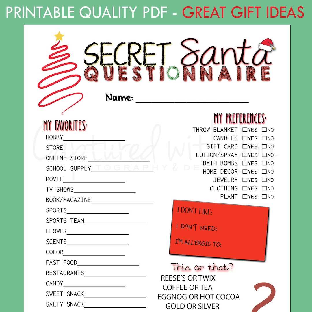 secret santa free printable forms secret santa free printable forms