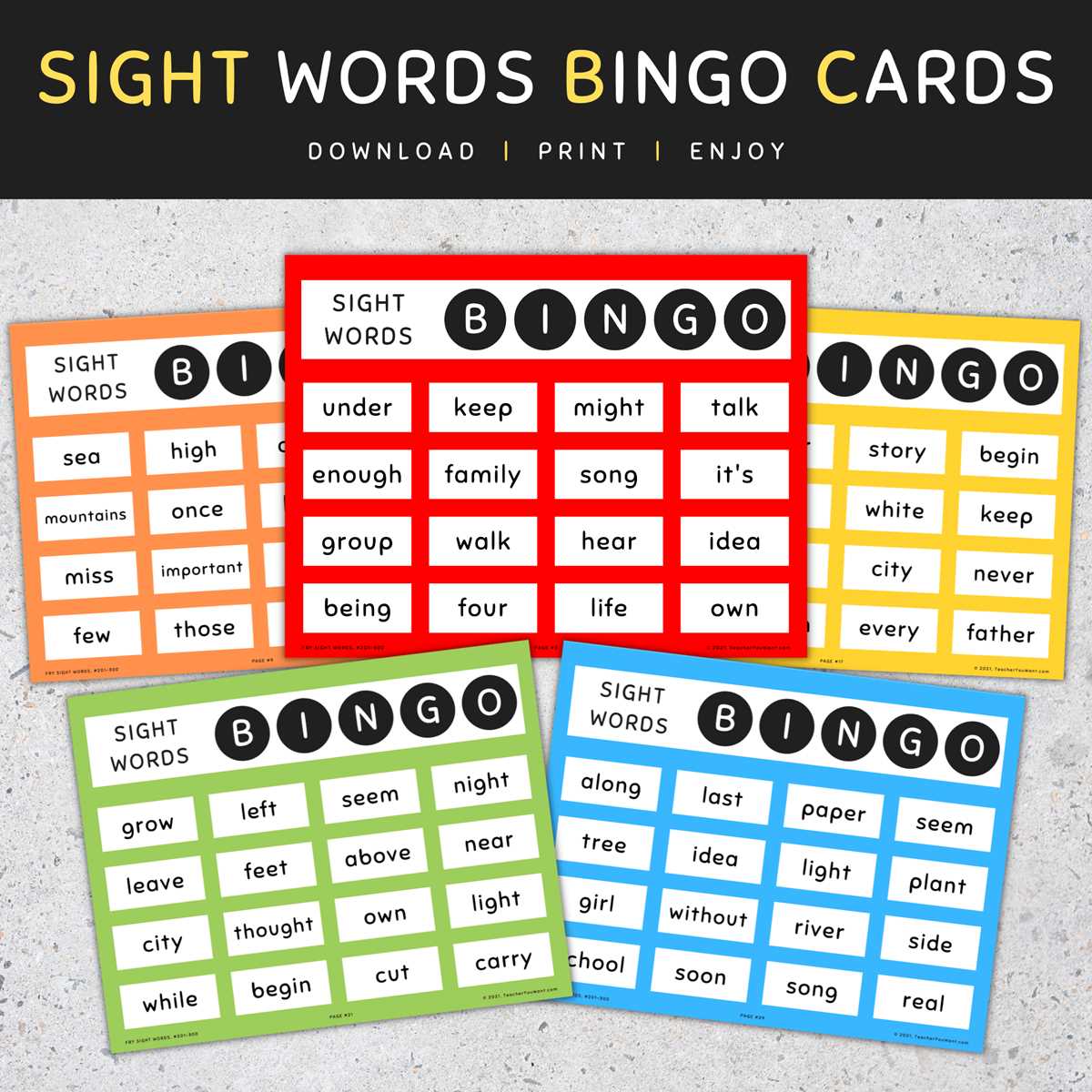 sight word bingo cards printable sight word bingo cards printable
