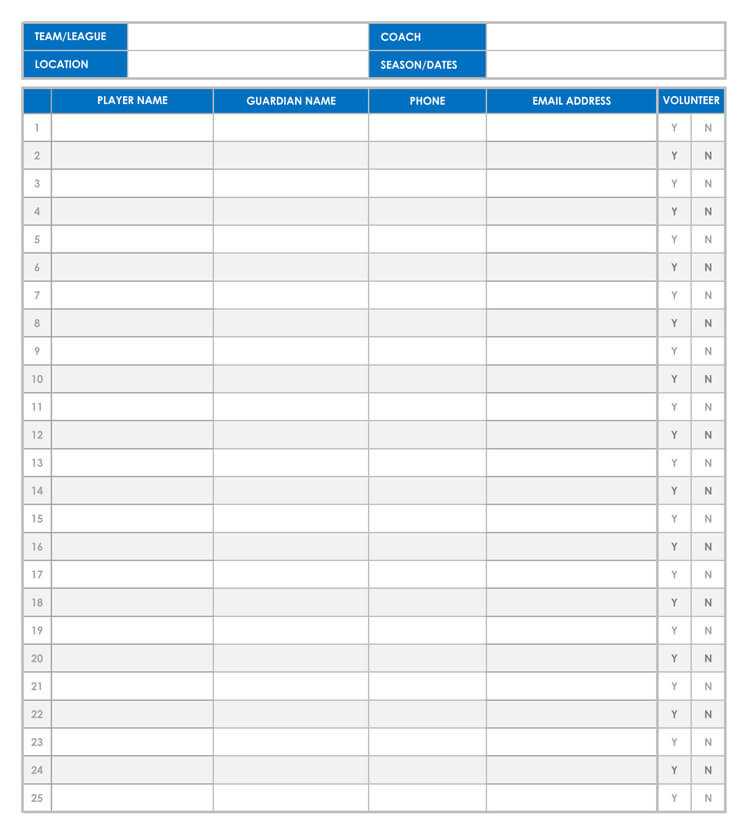 sign up sheet template printable