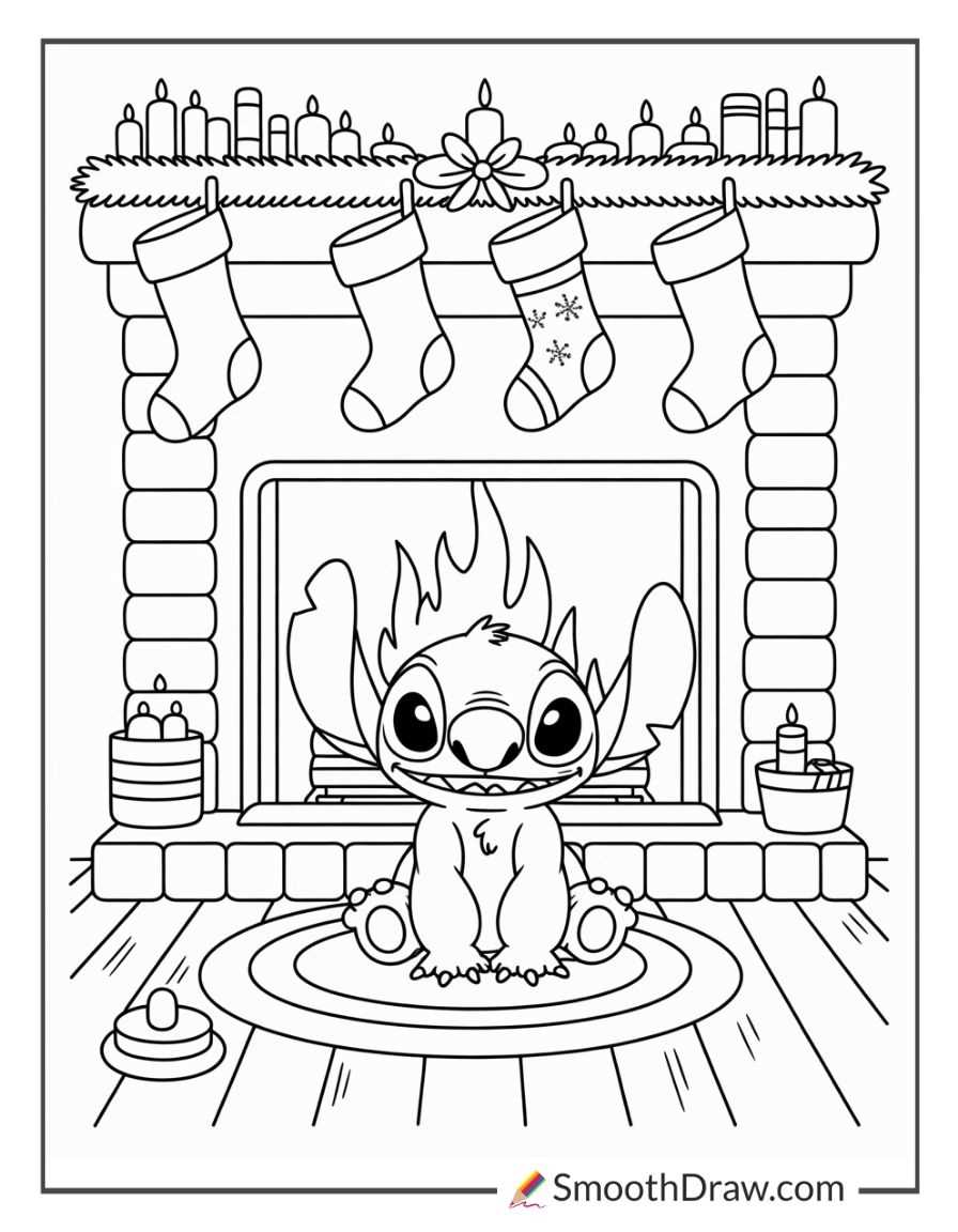 stitch christmas coloring pages printable