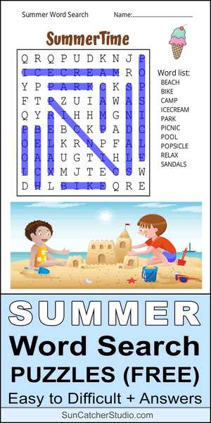 summer word search puzzle printable