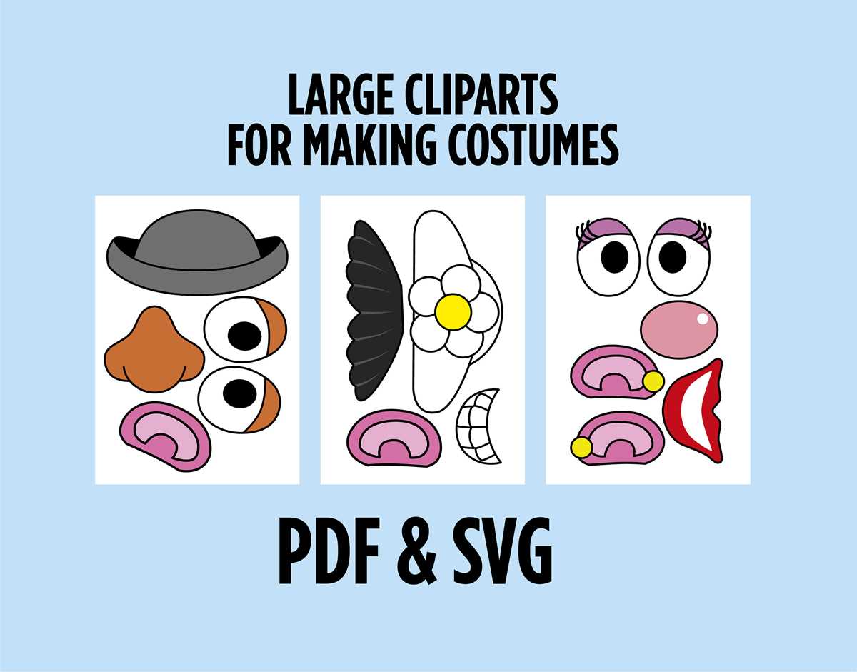 template cut out mr potato head parts printable