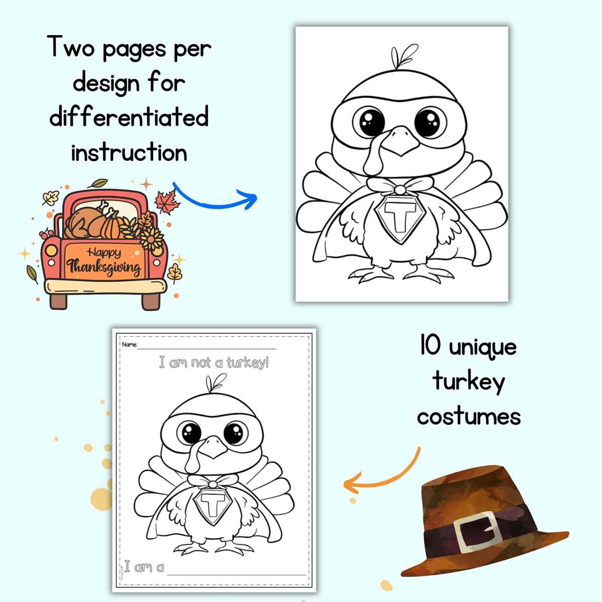 template free printable turkey in disguise printable outfits