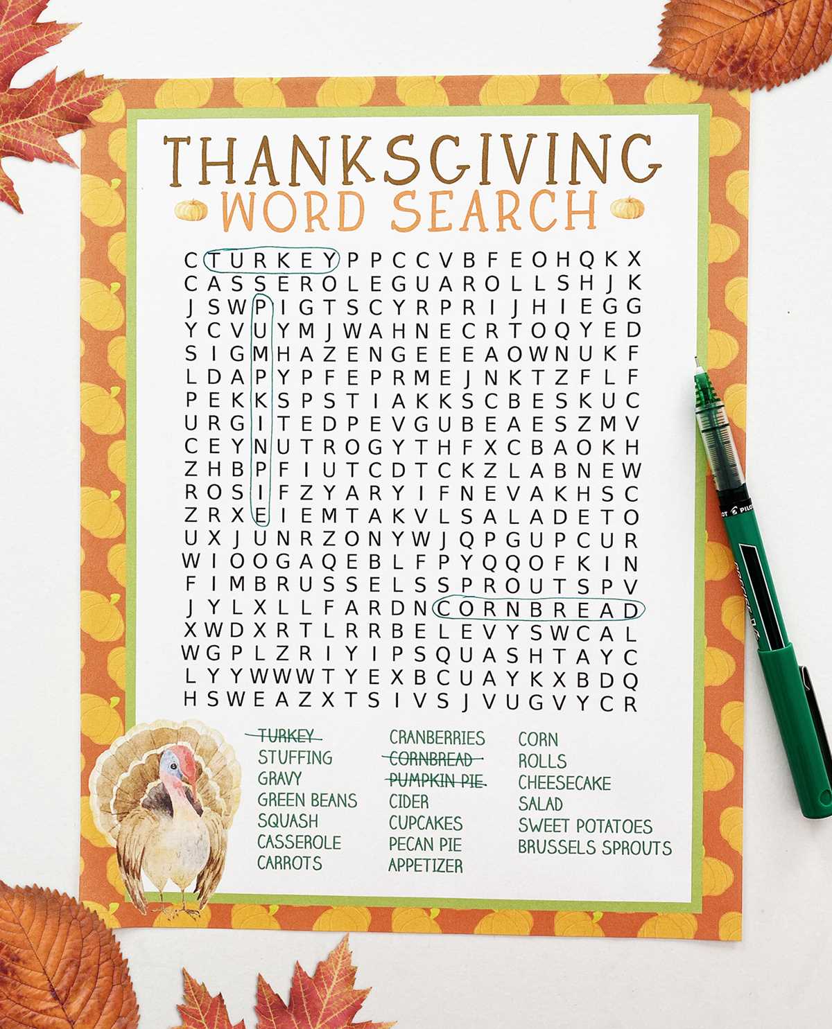 thanksgiving word find printable