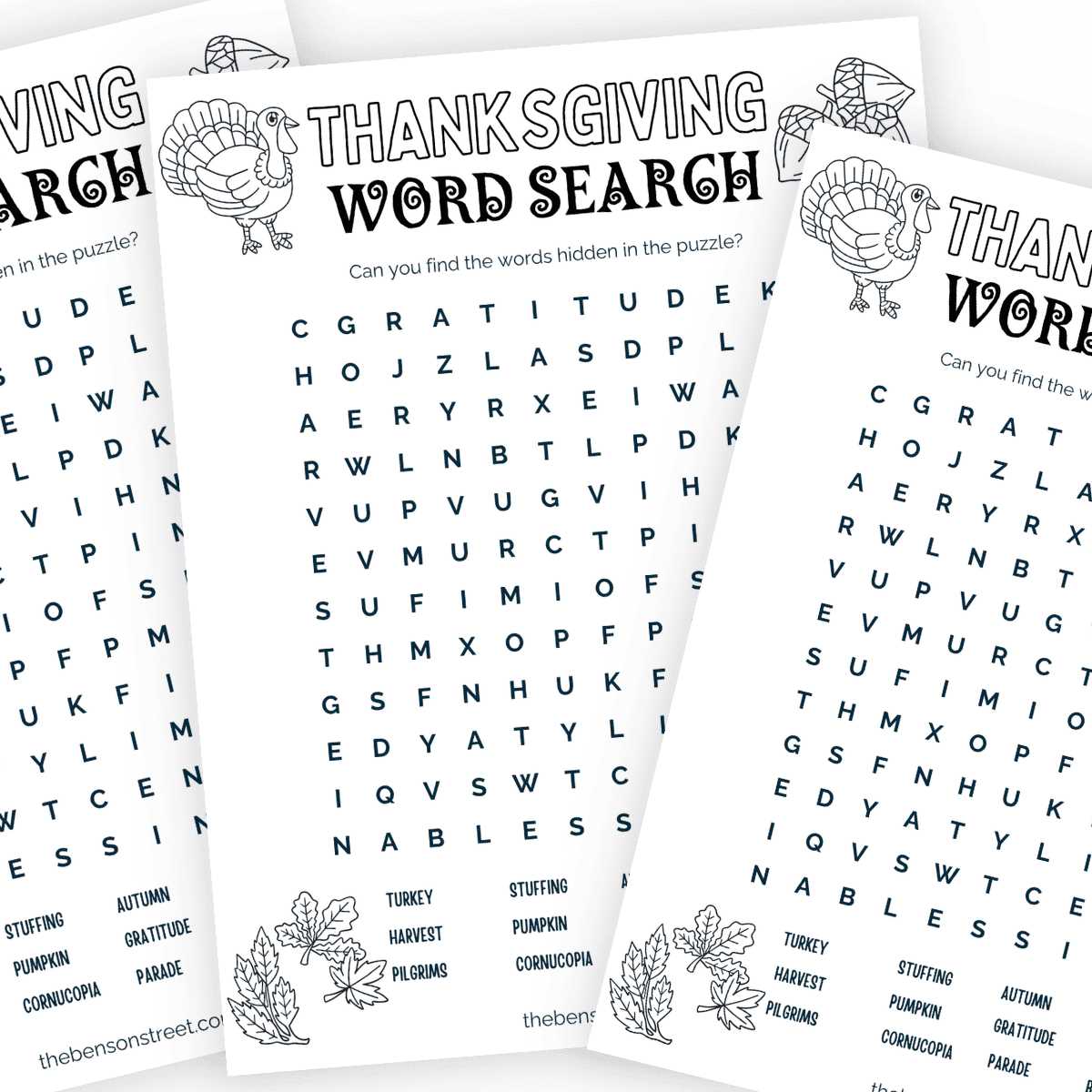 thanksgiving word search puzzles printable