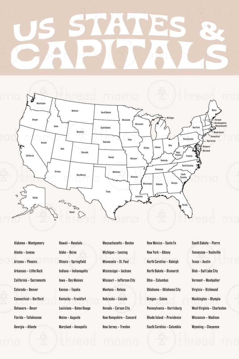 us map with capitals printable