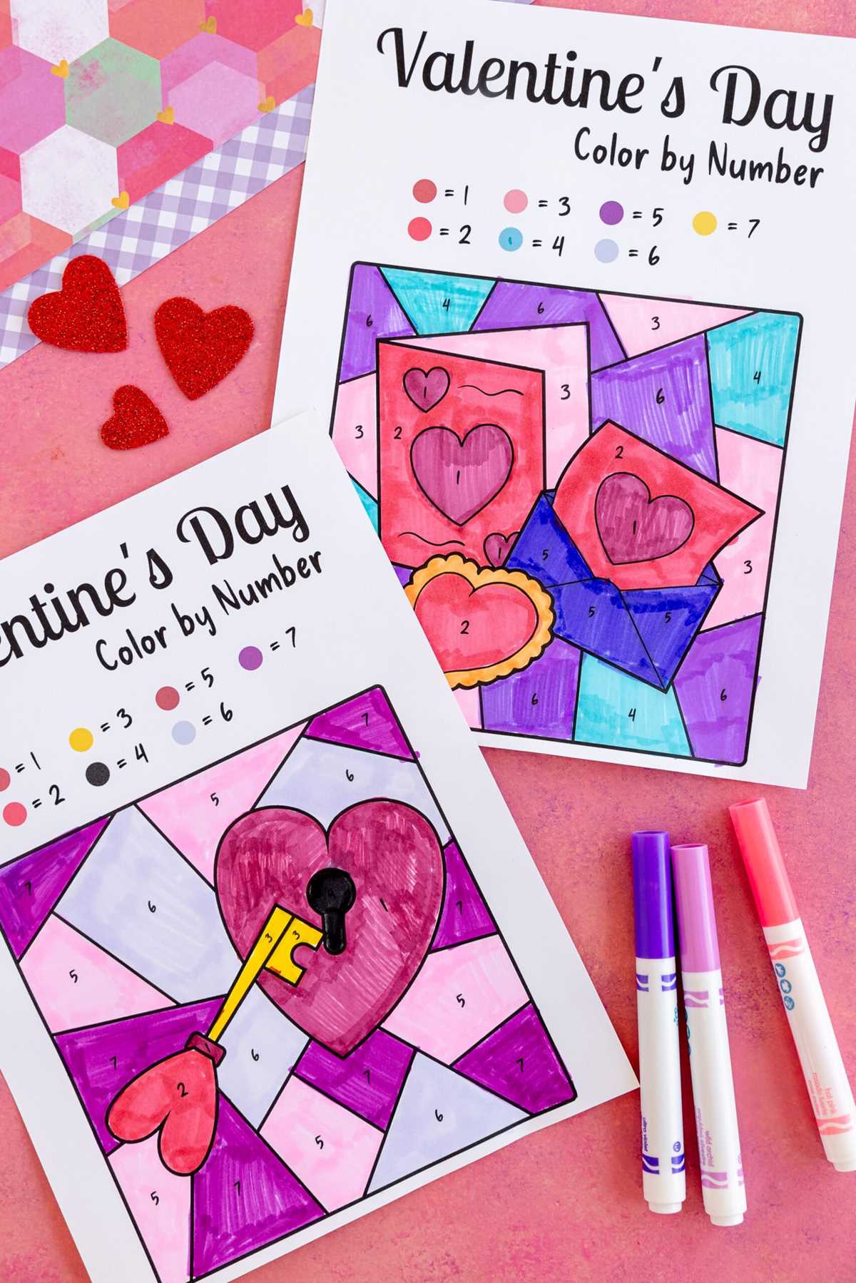 valentines day color by number printable