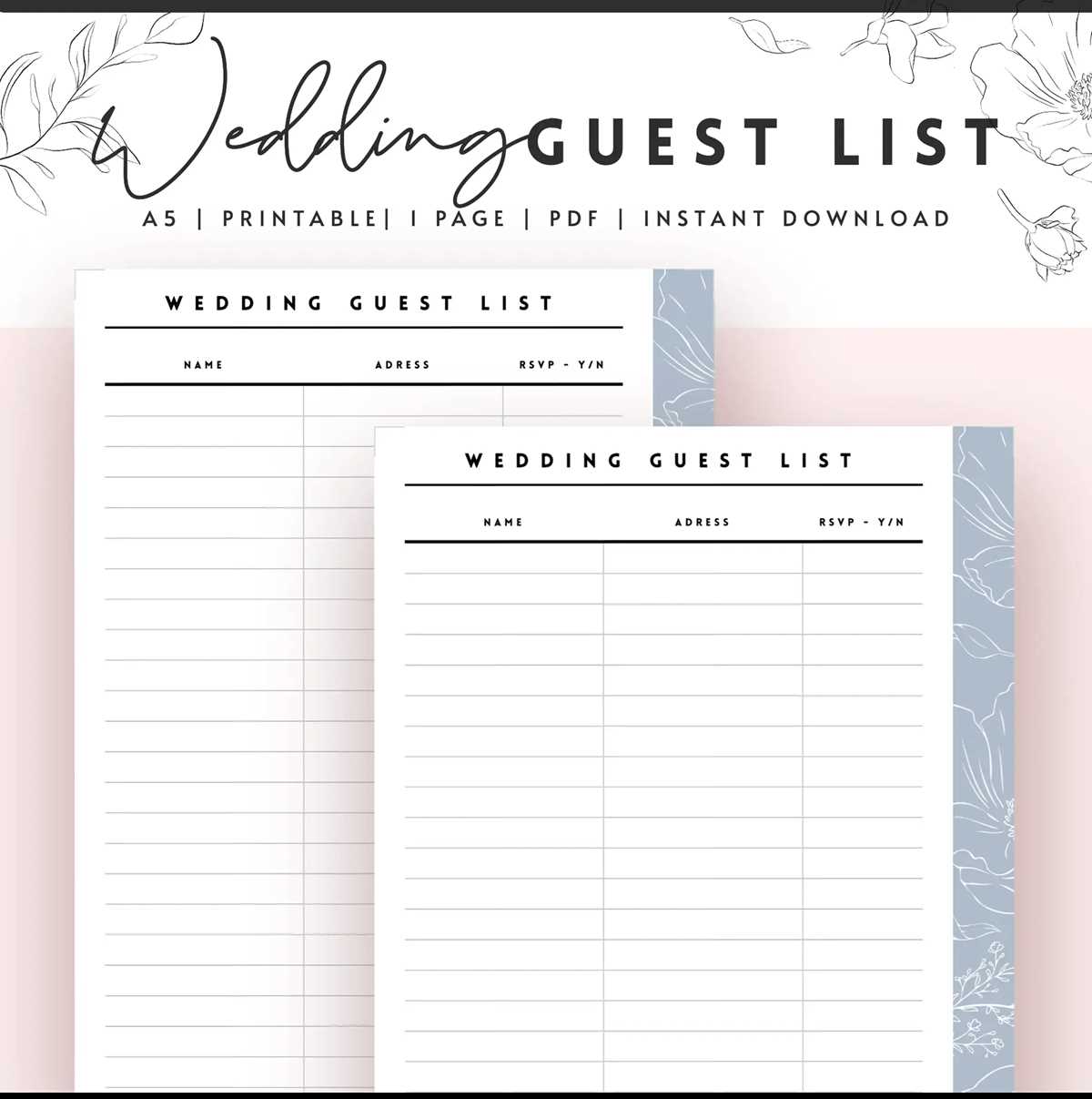 wedding guest list printable