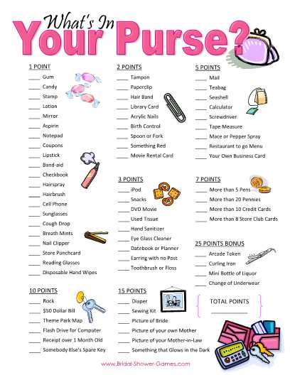 whats in your purse game printable free