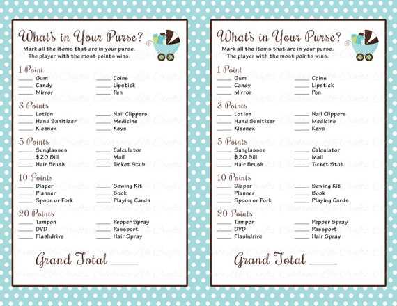 whats in your purse game printable free