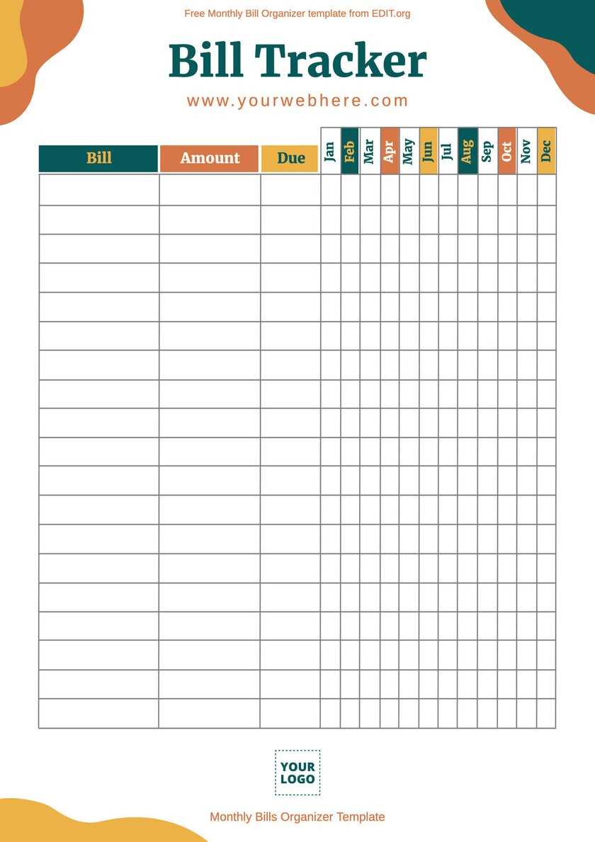 bill planner printable