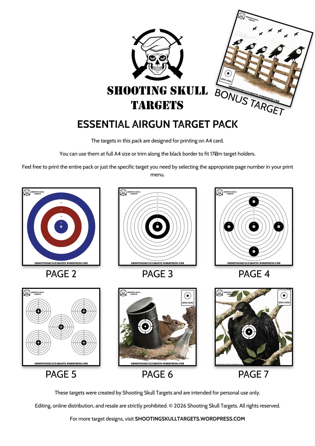 air gun targets printable