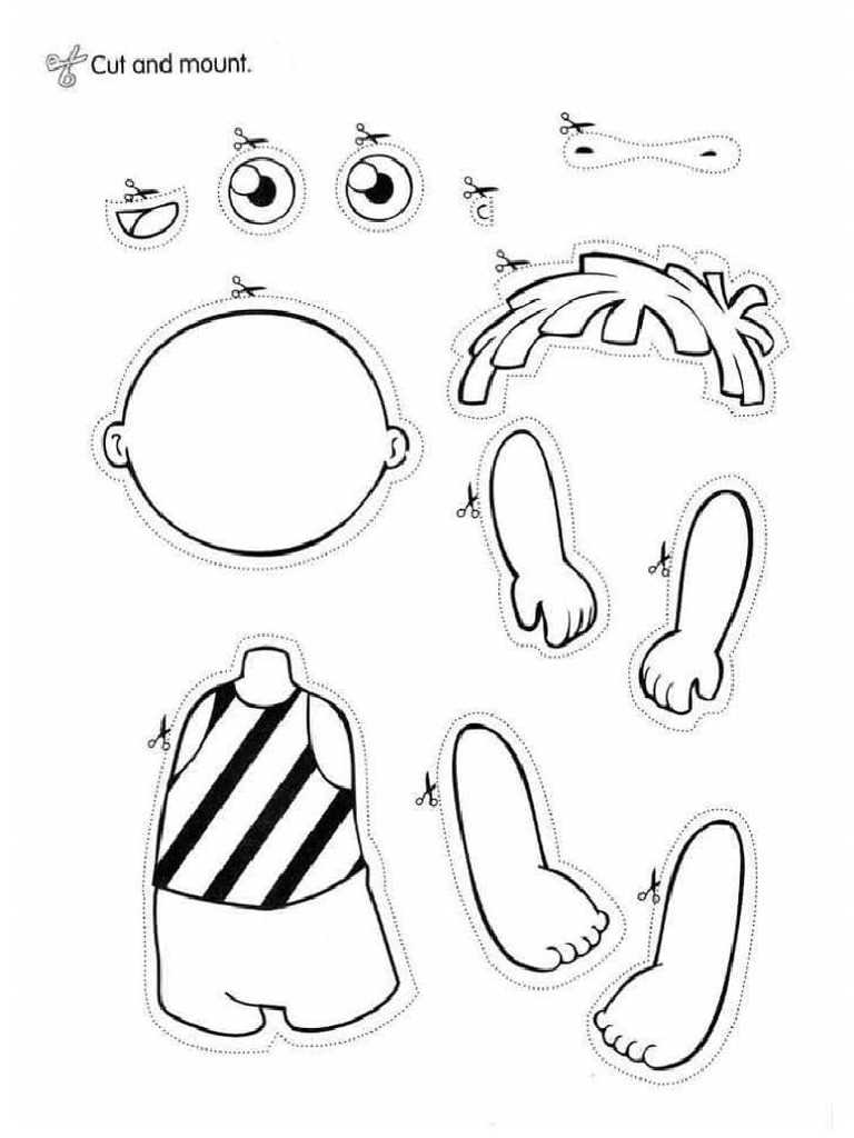 printable body parts art and craft for preschool