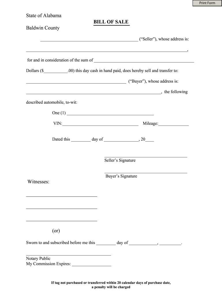 alabama printable bill of sale