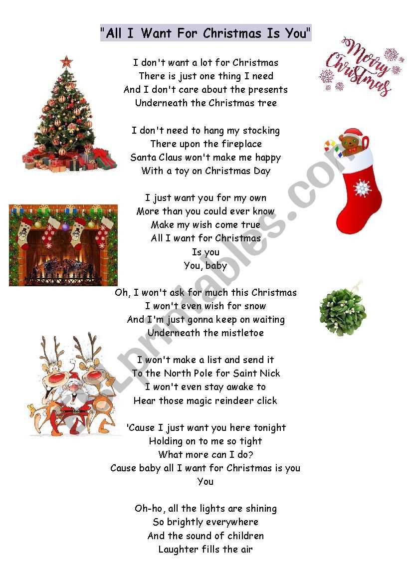 all i want for christmas is you printable lyrics