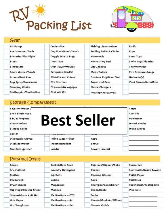 printable rv camping checklist