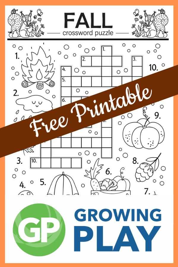 autumn crosswords printable