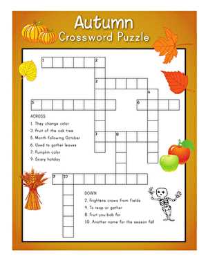 autumn crosswords printable
