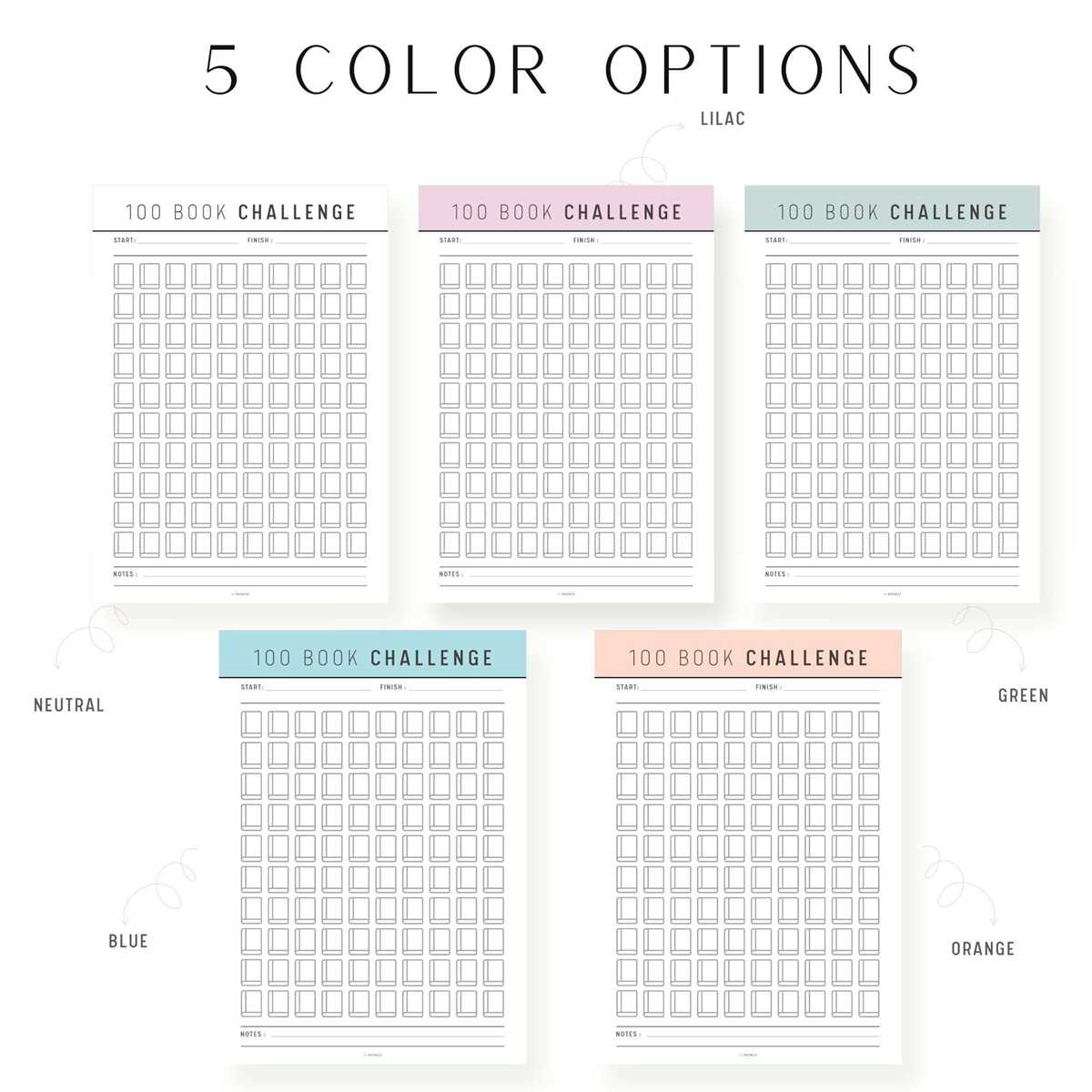 100 book challenge printable