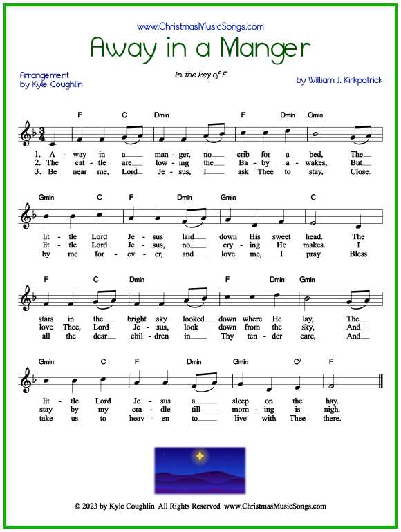away in the manger lyrics printable