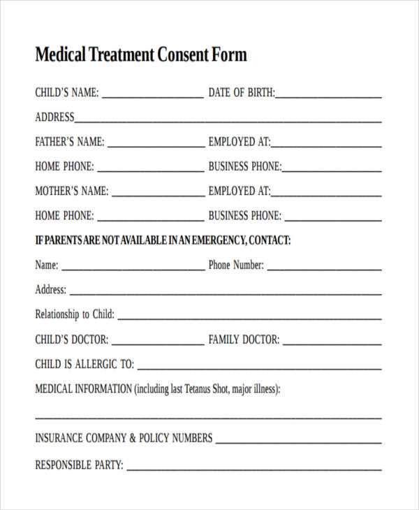 medical consent form free printable
