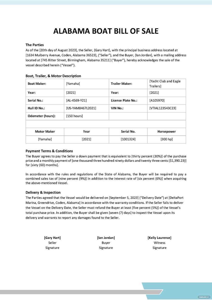 az printable boat form for selling boat
