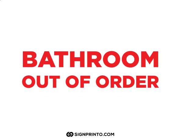 bathroom out of order sign printable