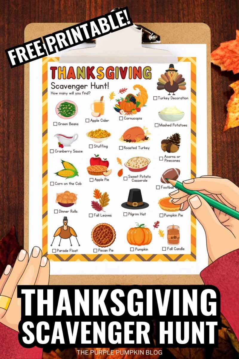 thanksgiving scavenger hunt printable