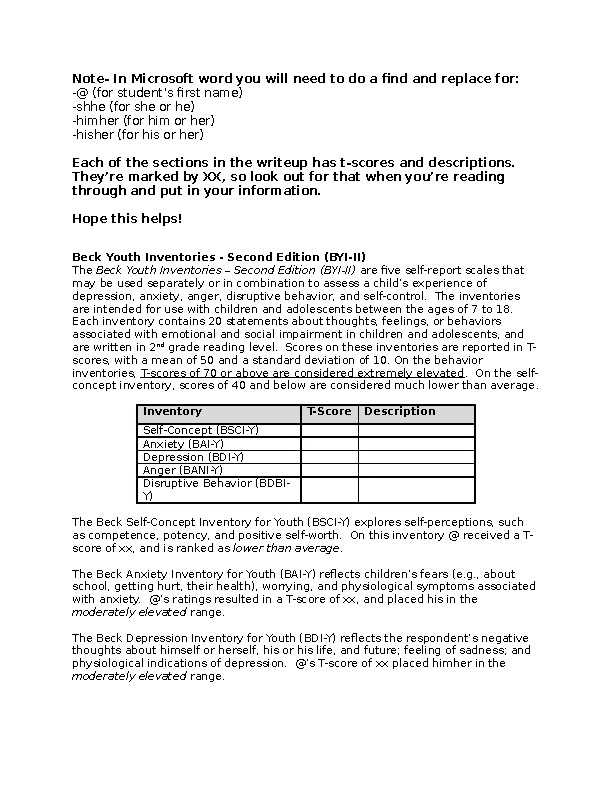 beck depression inventory 2 printable