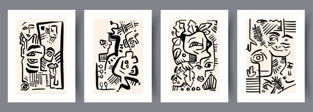 black and white abstract art printable