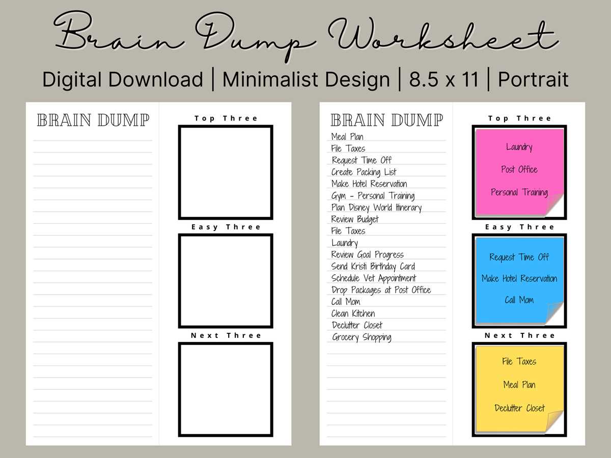 brain dump printable