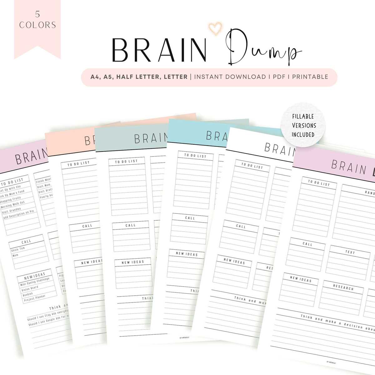 brain dump printable