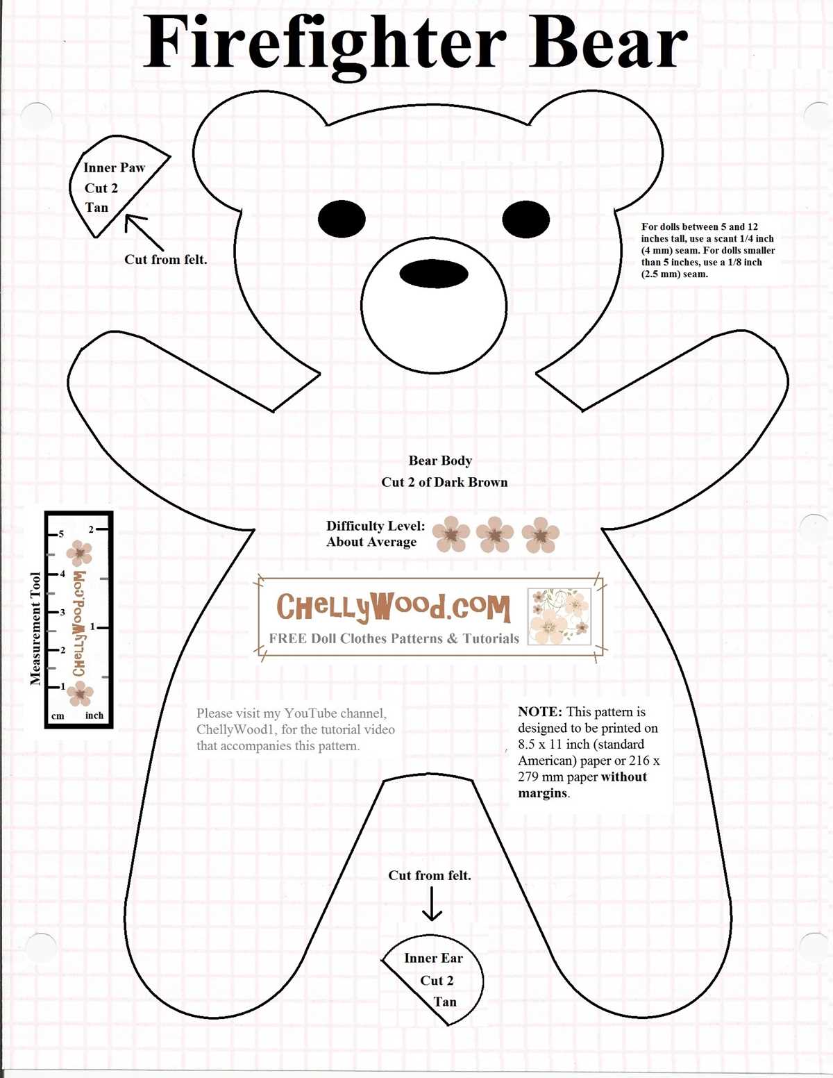 beginner printable teddy bear pattern