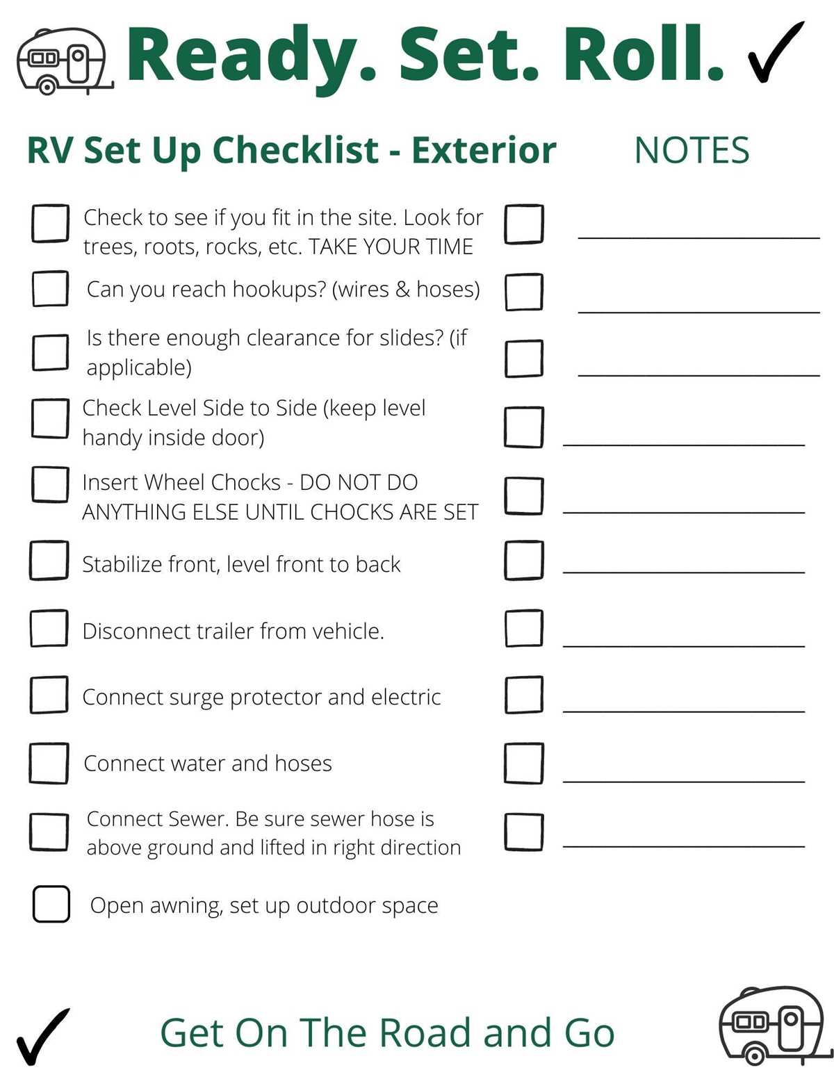 printable rv checklist